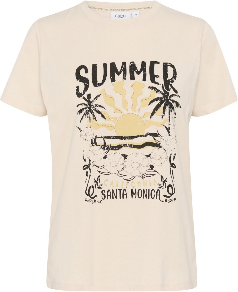 SAINT TROPEZ Tričko 'Kuvi'  krémová / horčicová / čierna