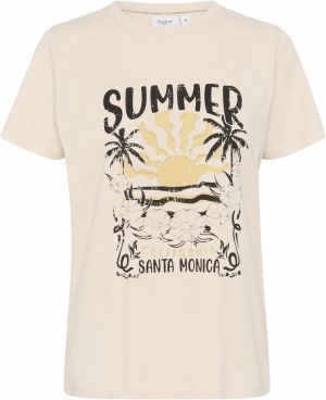 SAINT TROPEZ Tričko 'Kuvi'  krémová / horčicová / čierna