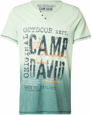 CAMP DAVID Tričko  svetlozelená / tmavozelená / oranžová