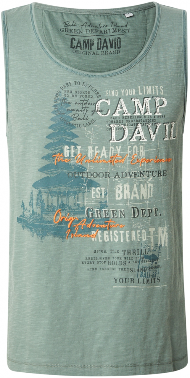CAMP DAVID Tričko  tmavozelená / oranžová / biela