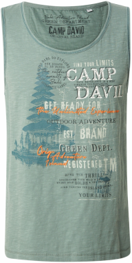 CAMP DAVID Tričko  tmavozelená / oranžová / biela