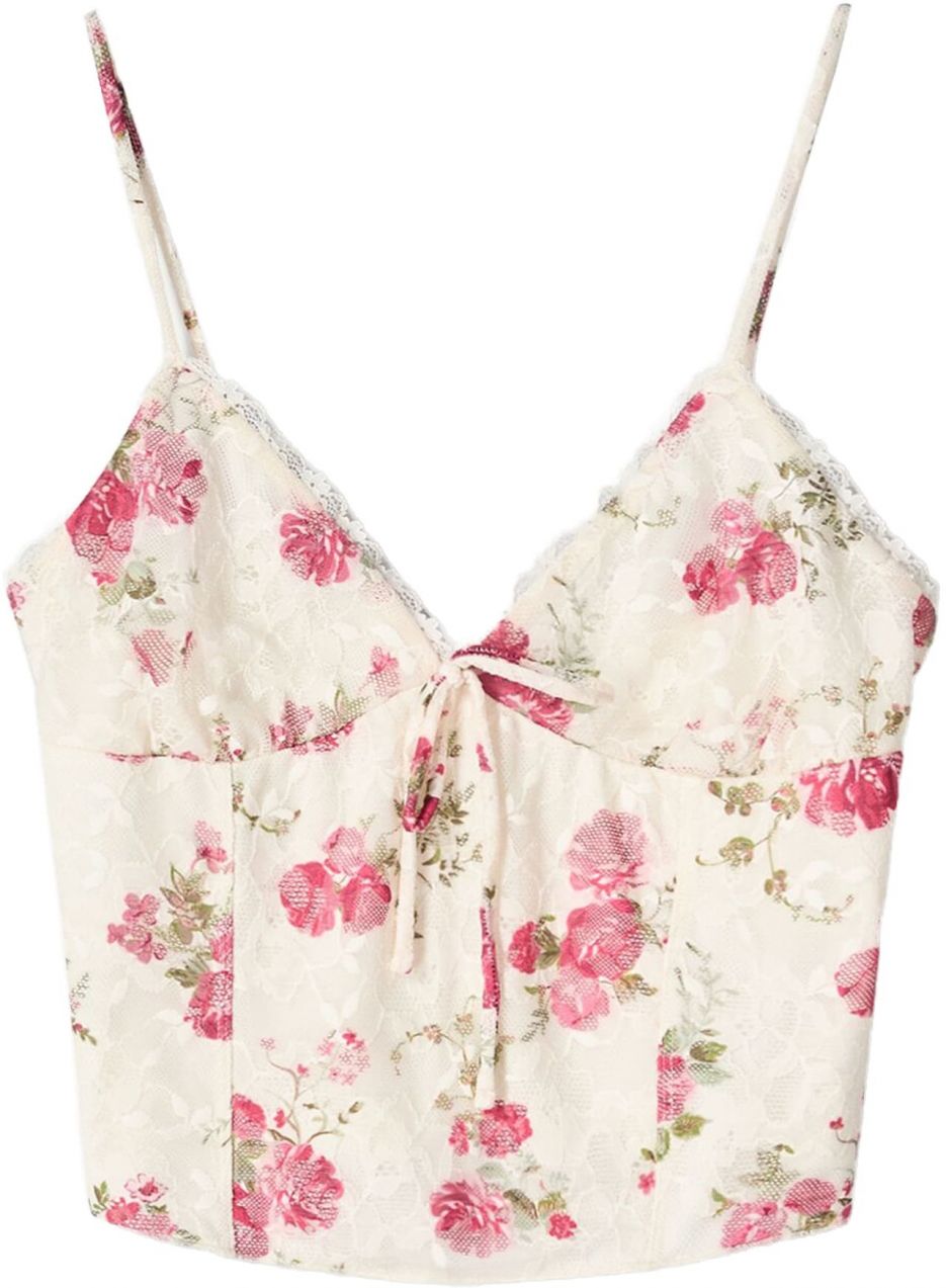 Bershka Top  nebielená / olivová / ružová / pitaya