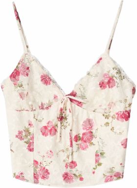 Bershka Top  nebielená / olivová / ružová / pitaya