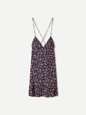Bershka Letné šaty  námornícka modrá / zelená / svetločervená