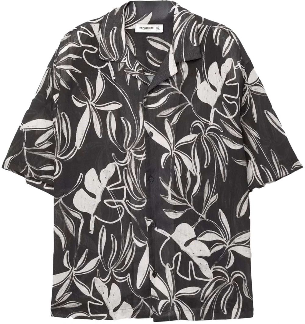 Pull&Bear Košeľa  čierna / biela
