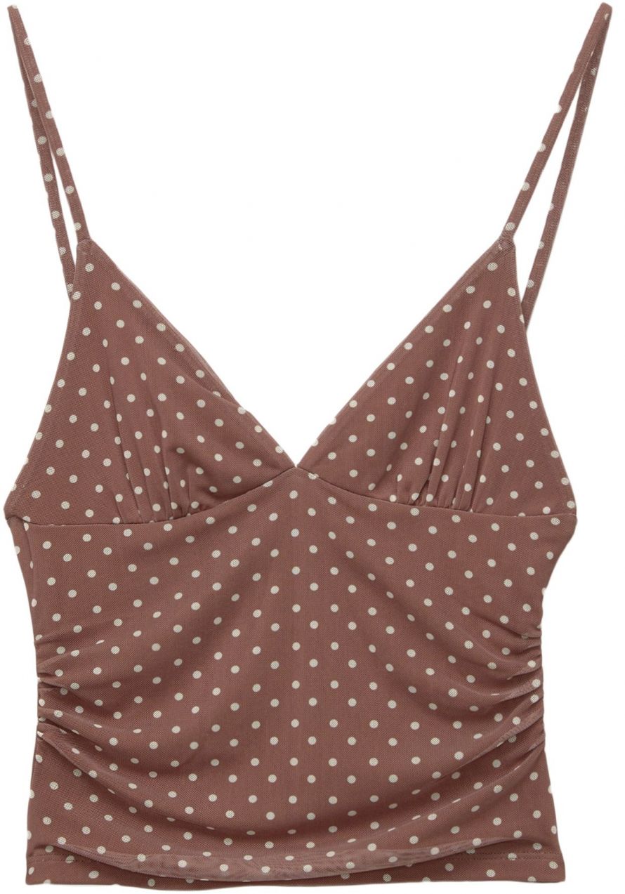Pull&Bear Top  hnedá / biela