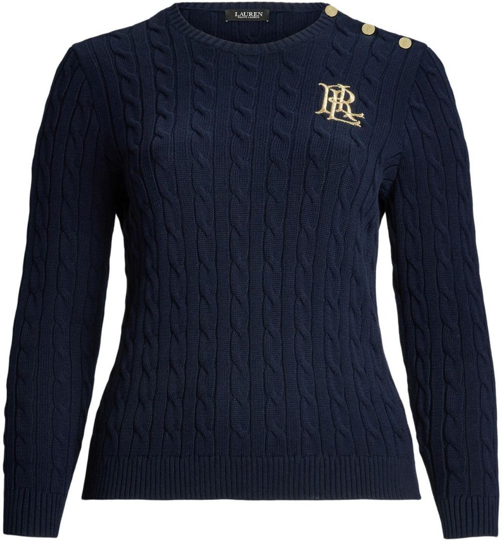 Lauren Ralph Lauren Plus Sveter 'MONTIVA'  námornícka modrá / zlatá