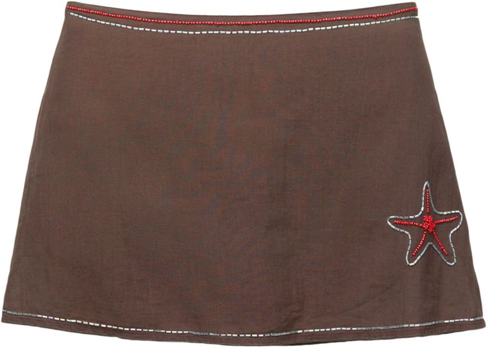 Pull&Bear Sukňa  tmavohnedá / tmavočervená / strieborná