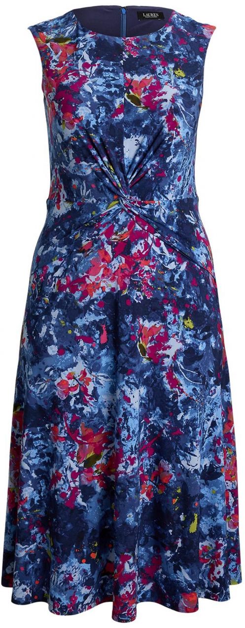Lauren Ralph Lauren Plus Šaty 'TESSANNE'  námornícka modrá / svetlomodrá / horčicová / farba lesného ovocia