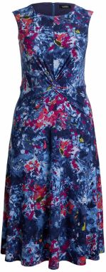 Lauren Ralph Lauren Plus Šaty 'TESSANNE'  námornícka modrá / svetlomodrá / horčicová / farba lesného ovocia