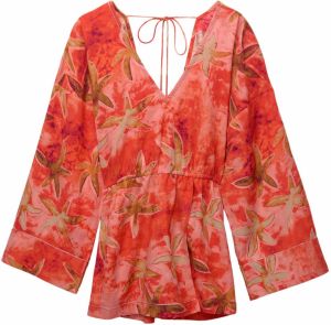 Pull&Bear Overal  svetlozelená / mandarínková / červená / pastelovo červená