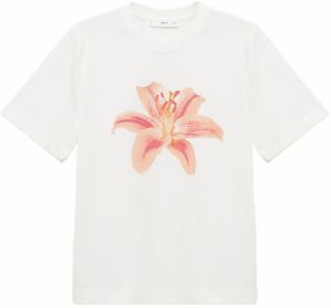MANGO Tričko 'FLORAL'  broskyňová / svetlooranžová / purpurová / biela