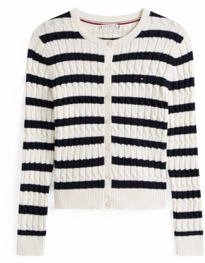TOMMY HILFIGER Kardigán  námornícka modrá / biela