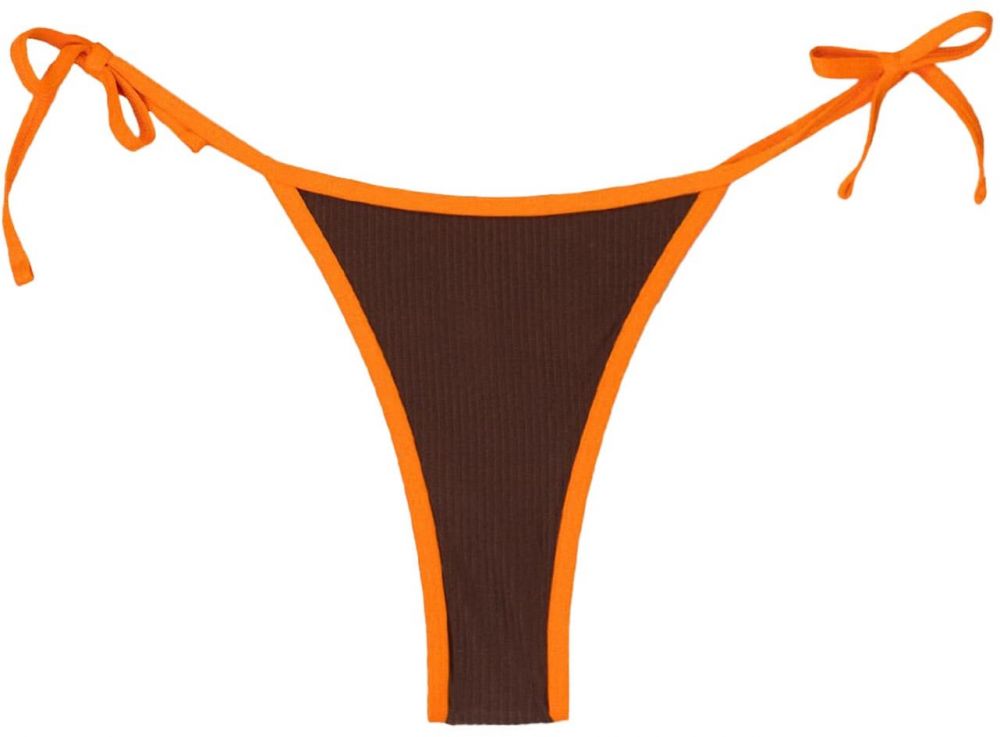 Bershka Bikinové nohavičky  hnedá / oranžová