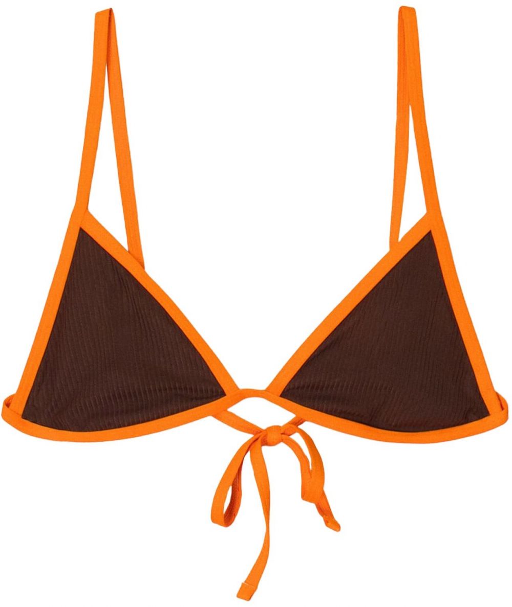 Bershka Bikinový top  hnedá / tmavooranžová