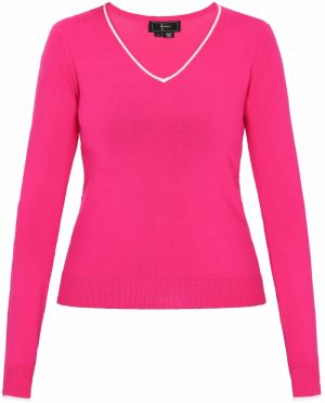 faina Sveter  fuksia / biela