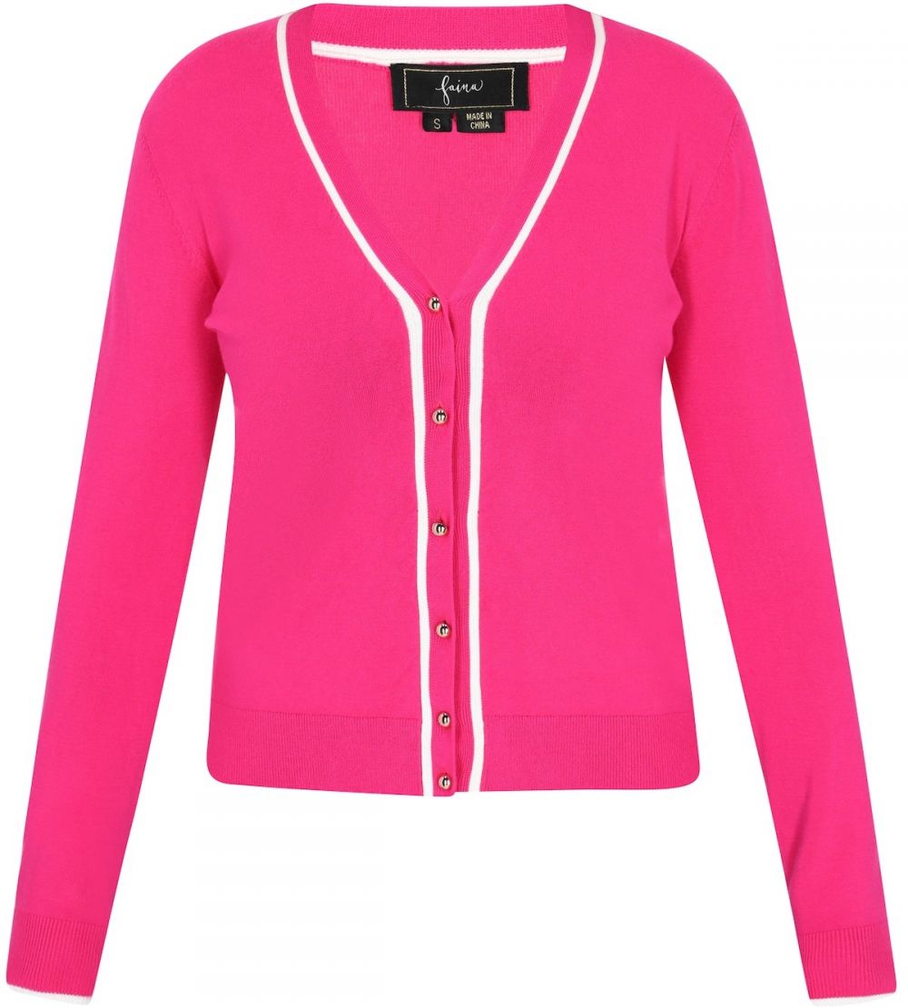 faina Kardigán  fuksia / biela