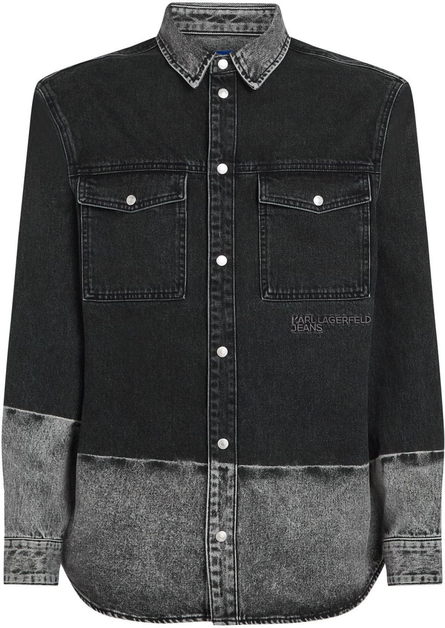 KARL LAGERFELD JEANS Košeľa  čierna / čierna melírovaná