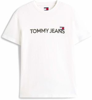 Tommy Jeans Tričko  čierna / šedobiela
