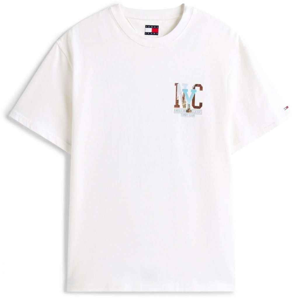 Tommy Jeans Tričko  azúrová / opálová / tmavočervená / biela