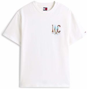 Tommy Jeans Tričko  azúrová / opálová / tmavočervená / biela
