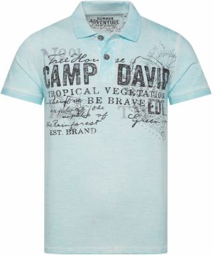 CAMP DAVID Tričko  svetlomodrá / sivá / čierna