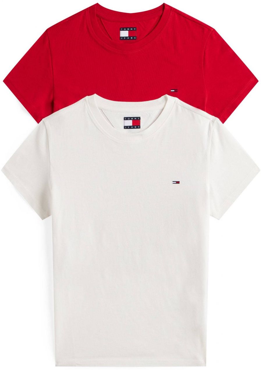 Tommy Jeans Tričko  červená / biela
