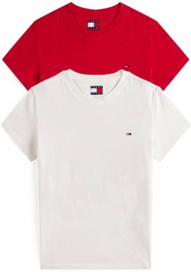 Tommy Jeans Tričko  červená / biela