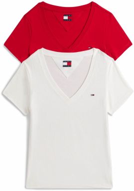 Tommy Jeans Tričko  červená / biela