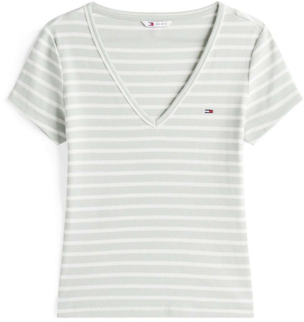 Tommy Jeans Tričko 'Essential'  pastelovo zelená / biela