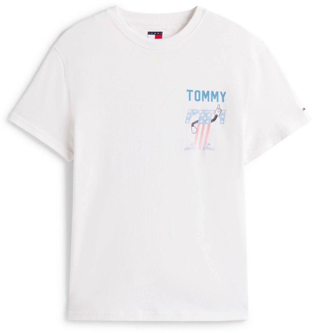 Tommy Jeans Tričko  modrá / oranžová / biela