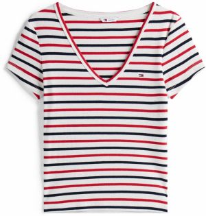 Tommy Jeans Tričko 'ESSENTIAL'  červená / čierna / biela