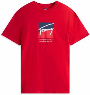 Tommy Jeans Tričko  námornícka modrá / červená / svetločervená / biela