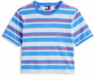 Tommy Jeans Tričko  azúrová / modrosivá / červená / biela
