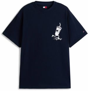 Tommy Jeans Tričko  námornícka modrá / biela
