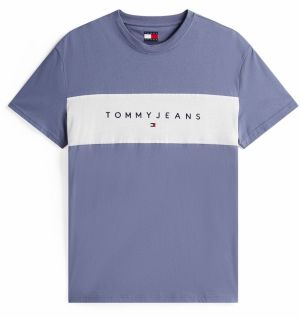Tommy Jeans Tričko  námornícka modrá / modrosivá / biela