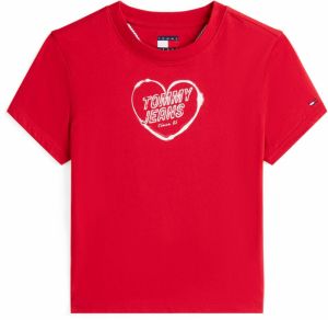 Tommy Jeans Tričko 'HEART'  červená / biela