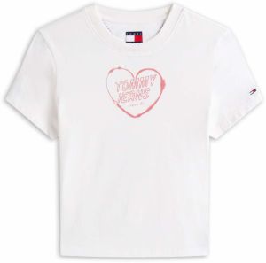 Tommy Jeans Tričko 'HEART'  červená / biela