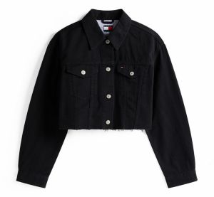 Tommy Jeans Prechodná bunda  červená / čierna / čierny denim / biela