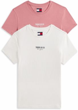 Tommy Jeans Tričko 'ESSENTIAL'  námornícka modrá / ružová / biela