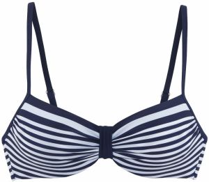 LASCANA Bikinový top  námornícka modrá / biela