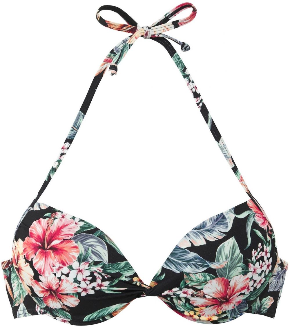 LASCANA Bikinový top  zelená / červená / čierna