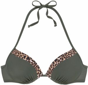 LASCANA Bikinový top  béžová / hnedá / olivová
