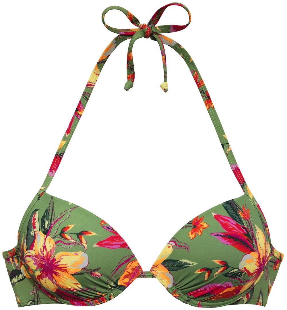 LASCANA Bikinový top 'Malia'  žltá / zelená / ružová