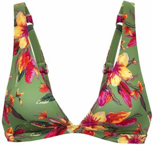 LASCANA Bikinový top 'Malia'  olivová / oranžová / ružová
