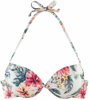 LASCANA Bikinový top  zelená / ružová / burgundská / biela