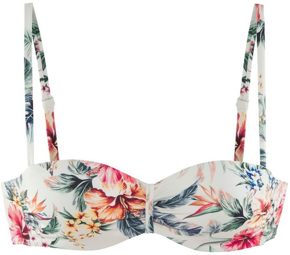 LASCANA Bikinový top  krémová / tmavozelená / oranžová / ružová