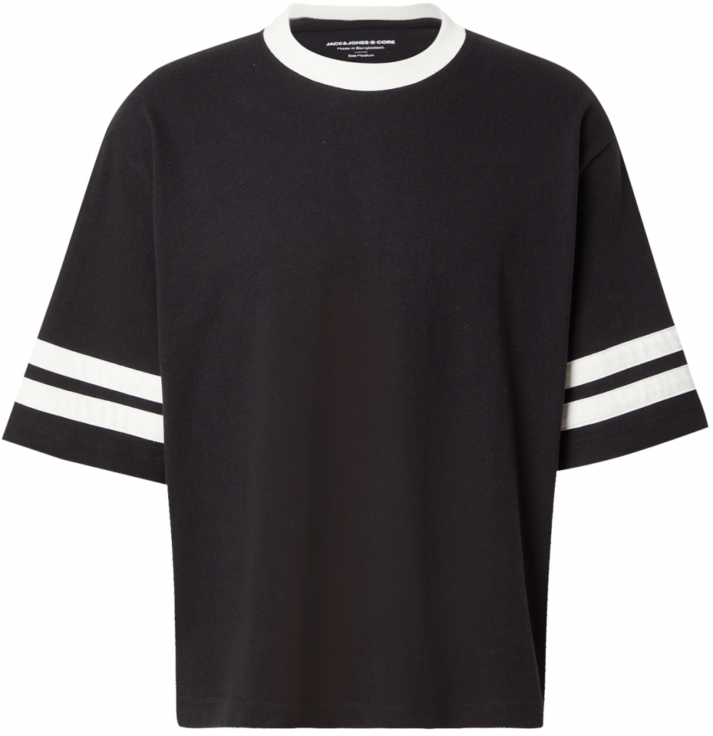JACK & JONES Tričko 'JCORETREAT'  čierna / biela