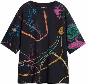 Desigual Tričko  zelená / oranžová / ružová / čierna