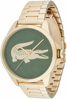 LACOSTE Analógové hodinky 'LE CROC'  zlatá / tmavozelená